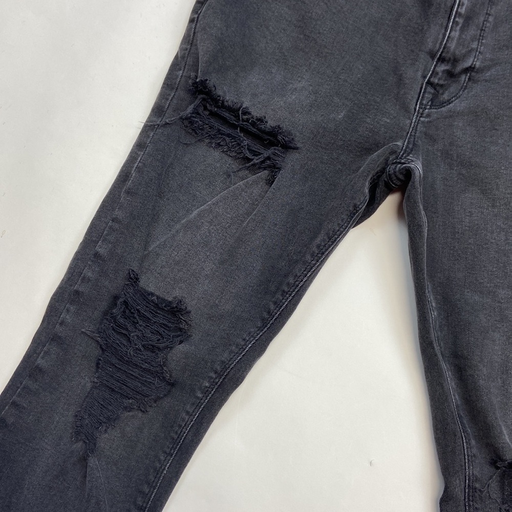 ASOS Design High Rise Destroyed Skinny Leg Ripped Factory Faded Designer Jeans - Picture 13 of 16